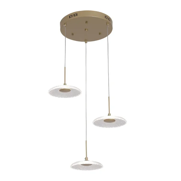SUSPENSION LED 3 LUMIÈRES 20W RÉGLABLE DORÉE SORIN