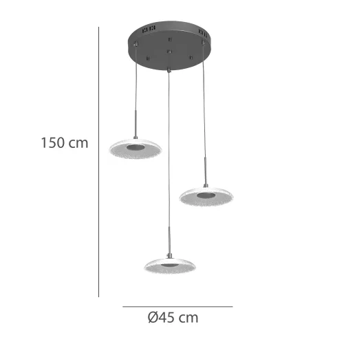 SUSPENSION LED 3 LUMIÈRES 20W RÉGLABLE DORÉE SORIN