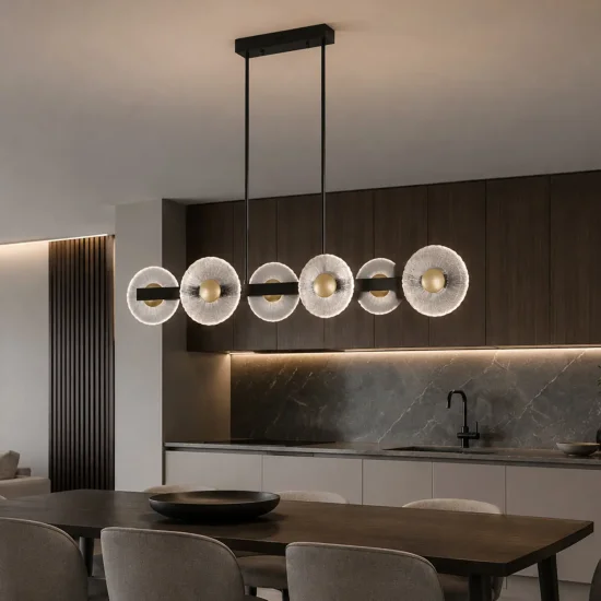 LAMPE SUSPENDUE LED 6 LUMIÈRES 41W RÉGLABLE NOIR SORIN