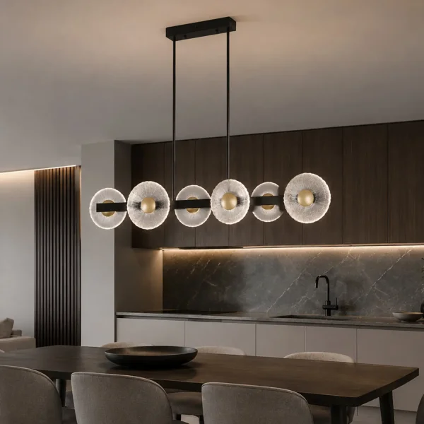 LAMPE SUSPENDUE LED 6 LUMIÈRES 41W RÉGLABLE NOIR SORIN