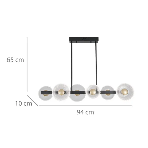 LAMPE SUSPENDUE LED 6 LUMIÈRES 41W RÉGLABLE NOIR SORIN