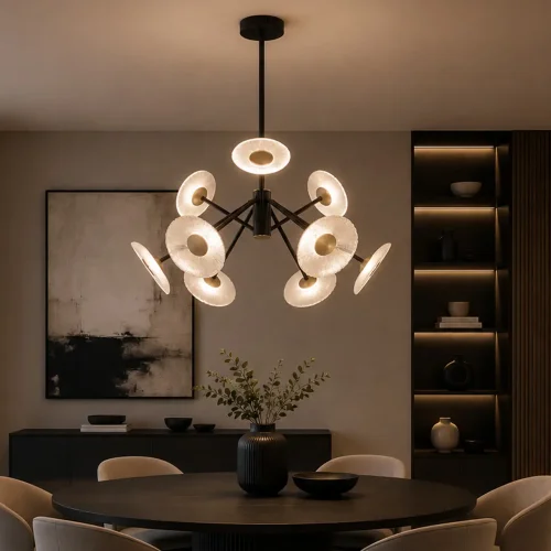 LAMPE SUSPENDUE LED 9 LUMIÈRES 60W RÉGLABLE NOIR SORIN