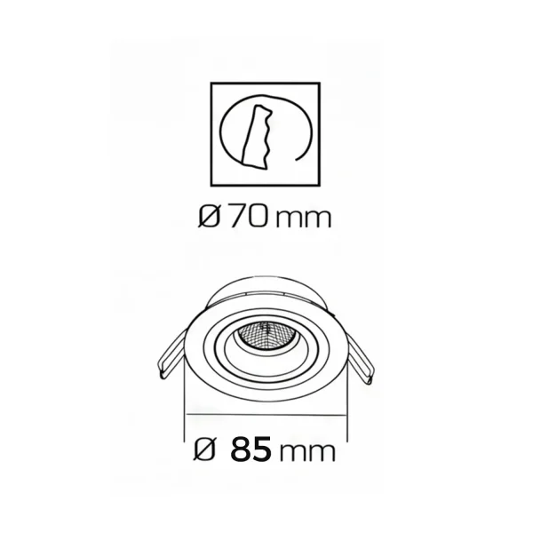 SPOT ENCASTRABLE Ø8,5CM ALUMINIUM RAYÉ GU10