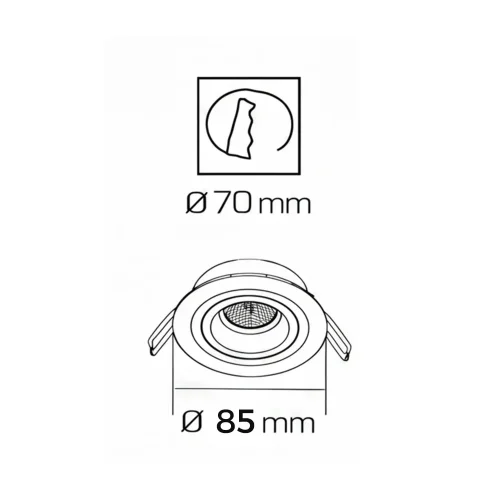 SPOT ENCASTRABLE Ø8,5CM ALUMINIUM NOIR GU10