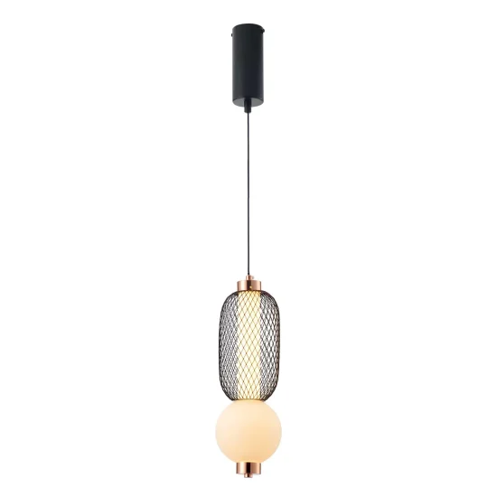 SUSPENSION LED 10W RÉGLABLE AVEC GRILLE ET BOULE EN VERRE ELODIE 2