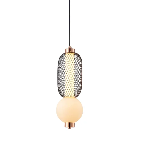 SUSPENSION LED 10W RÉGLABLE AVEC GRILLE ET BOULE EN VERRE ELODIE