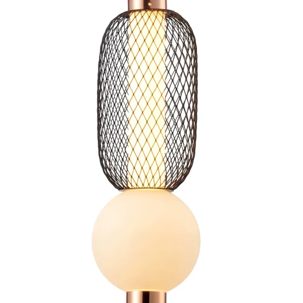 SUSPENSION LED 10W RÉGLABLE AVEC GRILLE ET BOULE EN VERRE ELODIE
