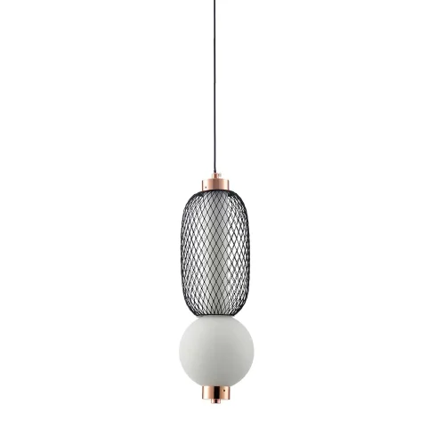 SUSPENSION LED 10W RÉGLABLE AVEC GRILLE ET BOULE EN VERRE ELODIE