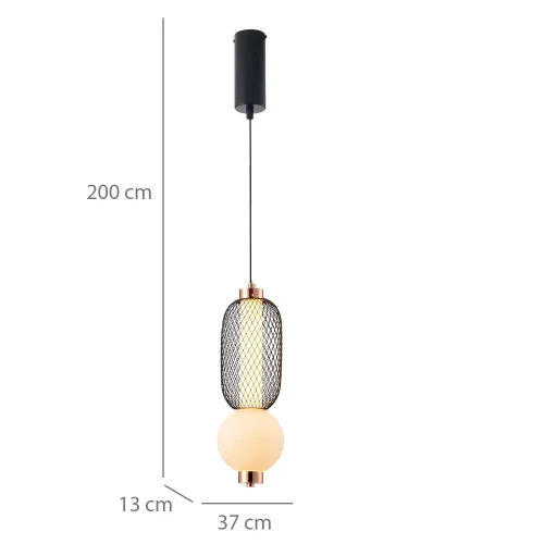 SUSPENSION LED 10W RÉGLABLE AVEC GRILLE ET BOULE EN VERRE ELODIE