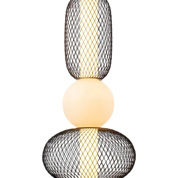 SUSPENSION LED 14W RÉGLABLE AVEC GRILLE ET BOULE EN VERRE ELODIE