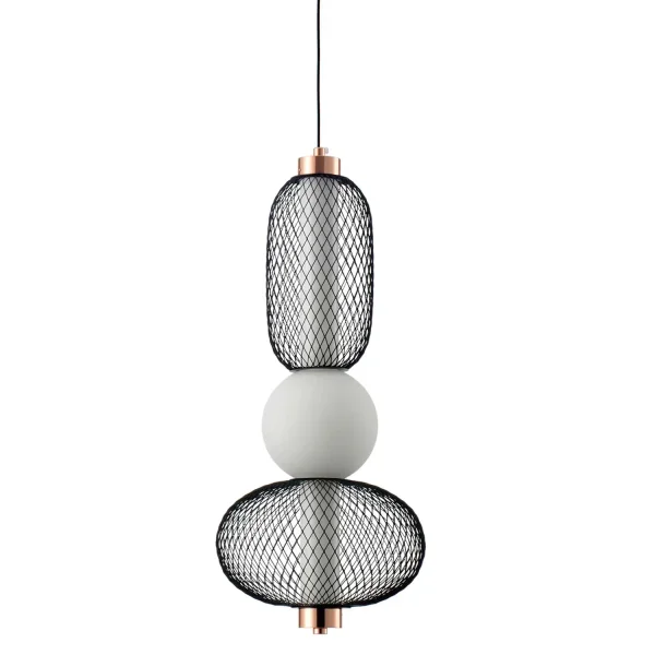 SUSPENSION LED 14W RÉGLABLE AVEC GRILLE ET BOULE EN VERRE ELODIE