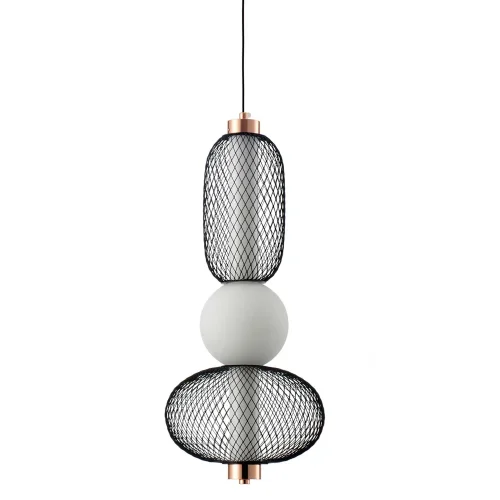 SUSPENSION LED 14W RÉGLABLE AVEC GRILLE ET BOULE EN VERRE ELODIE