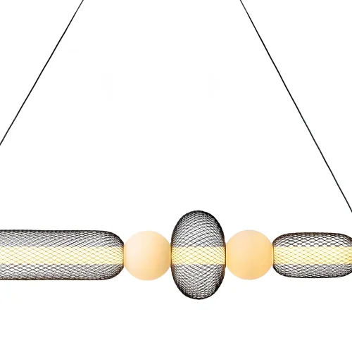 SUSPENSION LED 28W RÉGLABLE AVEC GRILLE ET BOULES EN VERRE ELODIE