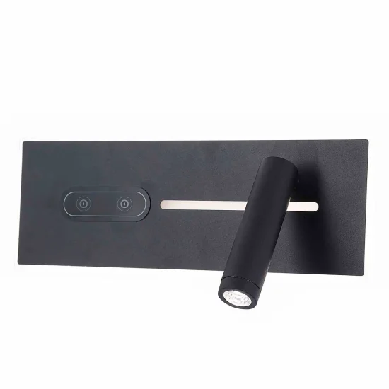 Applique LED 10W dimmable tactile noire orientée vers la droite | Lúzete 2