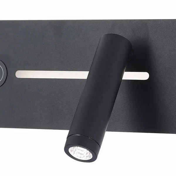 APPLIQUE DE MUR LED 10W RÉGLABLE TACTILE NOIR ORIENTATION DROITE