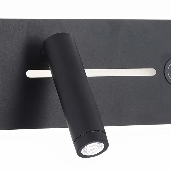 APPLIQUE DE MUR LED 10W RÉGLABLE TACTILE NOIR ORIENTATION GAUCHE