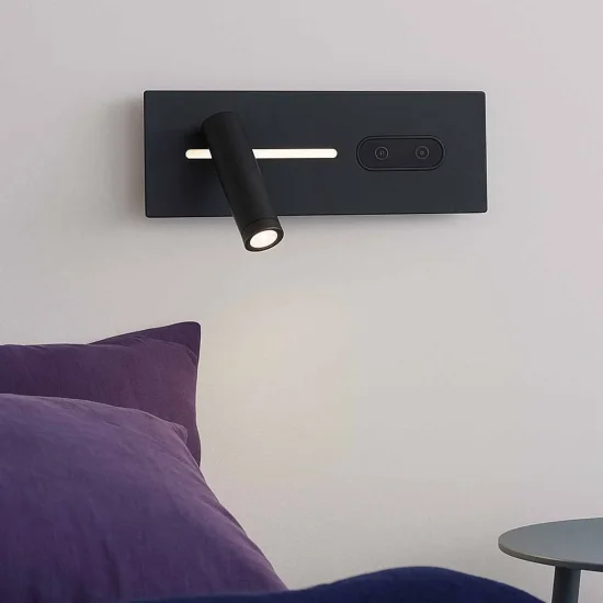 APPLIQUE DE MUR LED 10W RÉGLABLE TACTILE NOIR ORIENTATION GAUCHE