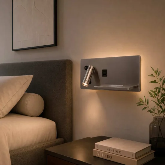APPLIQUE DE MUR LED 8W RÉGLABLE TACTILE NICKEL ORIENTATION GAUCHE