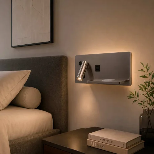 APPLIQUE DE MUR LED 8W RÉGLABLE TACTILE NICKEL ORIENTATION GAUCHE