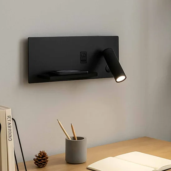 APPLIQUE DE MUR LED 8W RÉGLABLE TACTILE NOIR ORIENTATION DROITE
