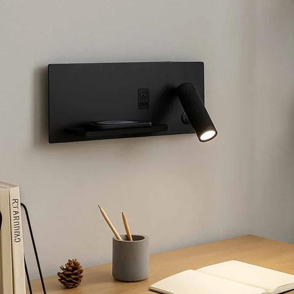 APPLIQUE DE MUR LED 8W RÉGLABLE TACTILE NOIR ORIENTATION DROITE