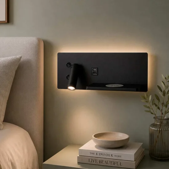 APPLIQUE DE MUR LED 8W RÉGLABLE TACTILE NOIR ORIENTATION GAUCHE