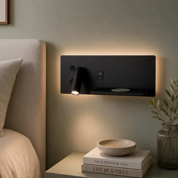 APPLIQUE DE MUR LED 8W RÉGLABLE TACTILE NOIR ORIENTATION GAUCHE