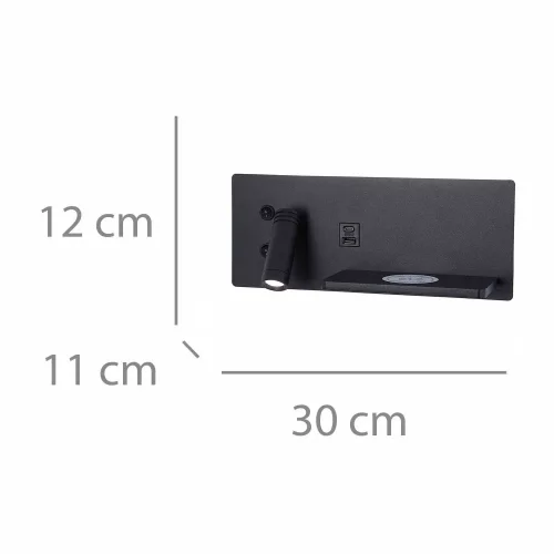 APPLIQUE DE MUR LED 8W RÉGLABLE TACTILE NOIR ORIENTATION GAUCHE
