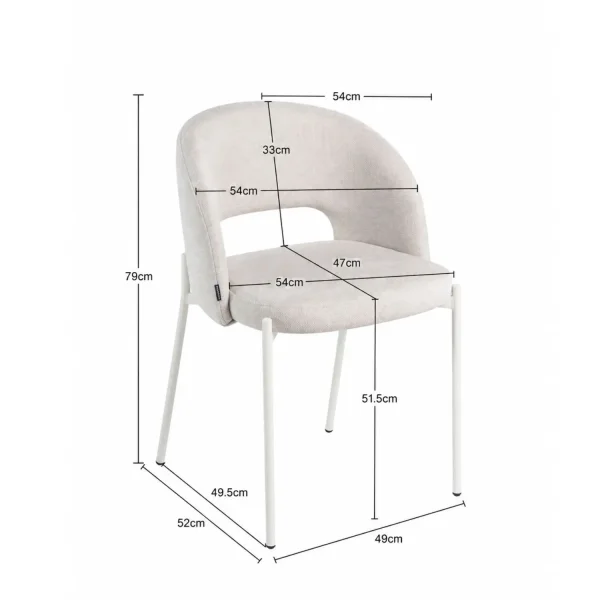 CHAISE REMBOURRÉE COLORIS SABLE AVEC 4 PIEDS BEIGE CLOTILDE