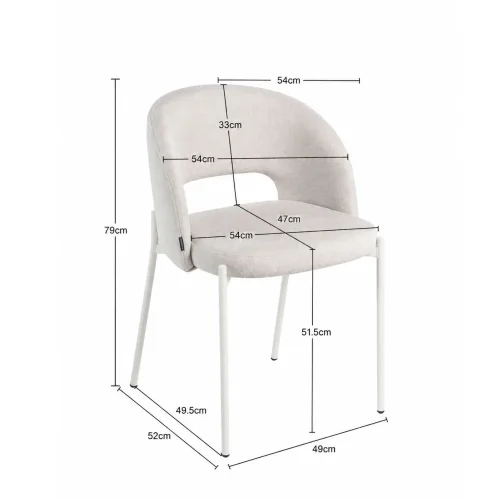 CHAISE REMBOURRÉE COLORIS SABLE AVEC 4 PIEDS BEIGE CLOTILDE