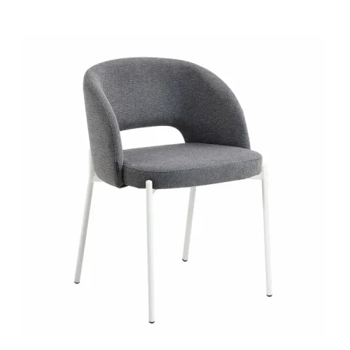 CHAISE REMBOURRÉE GRISE AVEC 4 PIEDS BEIGE CLOTILDE