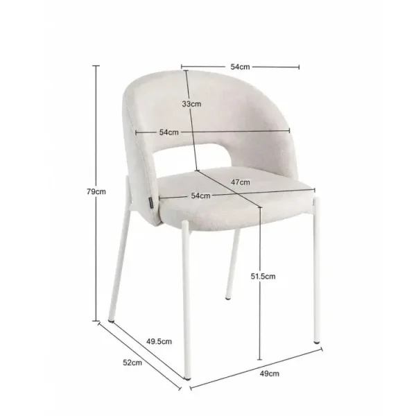 Chaise rembourrée grise à 4 pieds beiges Clotilde | Lúzete