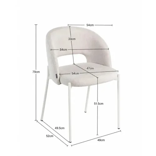 Chaise rembourrée grise à 4 pieds beiges Clotilde | Lúzete