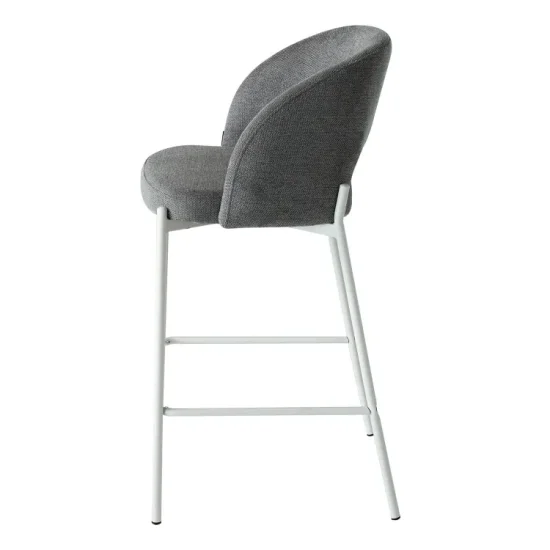 TABOURET REMBOURRÉ GRIS AVEC 4 PIEDS BEIGE CLOTILDE 2