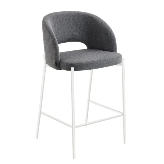 TABOURET REMBOURRÉ GRIS AVEC 4 PIEDS BEIGE CLOTILDE
