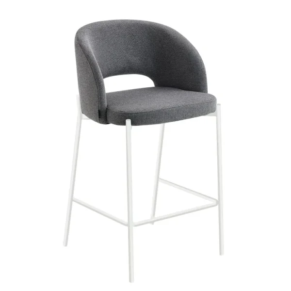 TABOURET REMBOURRÉ GRIS AVEC 4 PIEDS BEIGE CLOTILDE