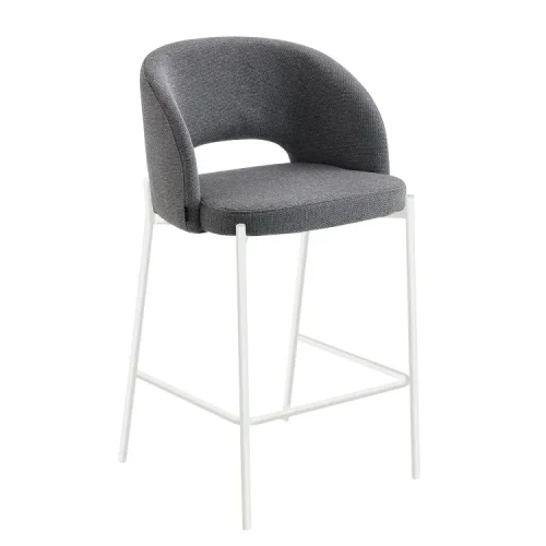 TABOURET REMBOURRÉ GRIS AVEC 4 PIEDS BEIGE CLOTILDE