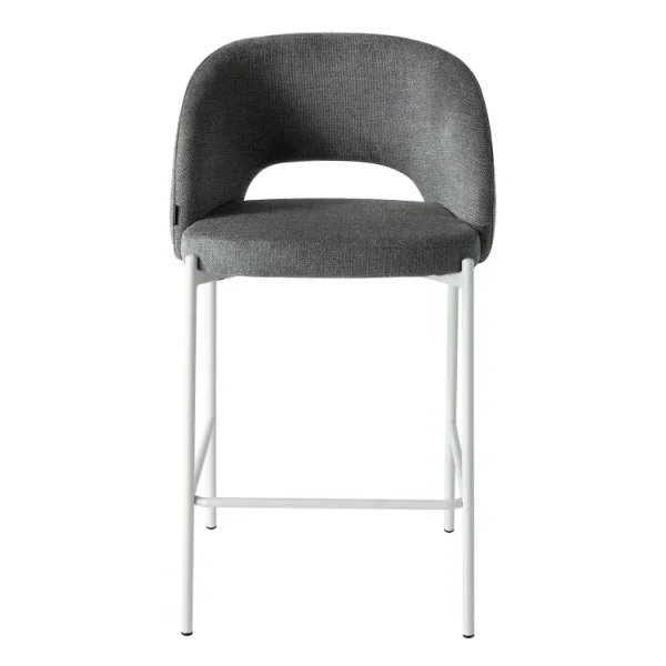 TABOURET REMBOURRÉ GRIS AVEC 4 PIEDS BEIGE CLOTILDE
