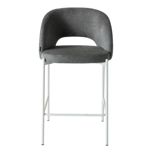 TABOURET REMBOURRÉ GRIS AVEC 4 PIEDS BEIGE CLOTILDE