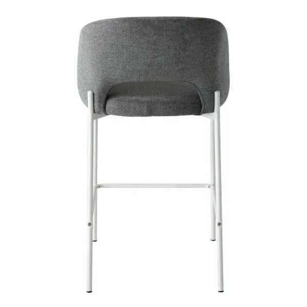 TABOURET REMBOURRÉ GRIS AVEC 4 PIEDS BEIGE CLOTILDE