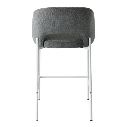 TABOURET REMBOURRÉ GRIS AVEC 4 PIEDS BEIGE CLOTILDE