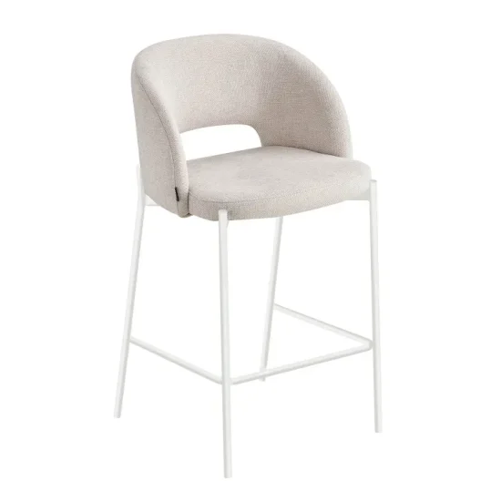 Tabouret rembourré couleur sable à 4 pieds beiges Clotilde | Lúzete