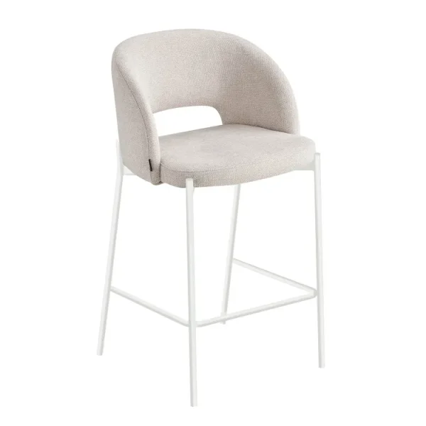 Tabouret rembourré couleur sable à 4 pieds beiges Clotilde | Lúzete