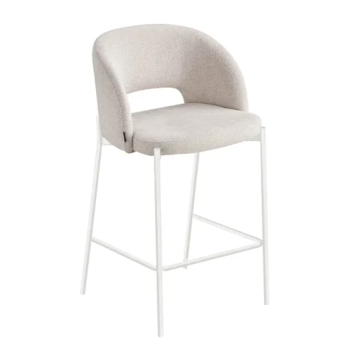 Tabouret rembourré couleur sable à 4 pieds beiges Clotilde | Lúzete