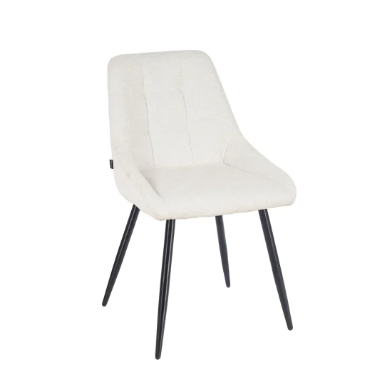 CHAISE DE SALLE À MANGER REMBOURRÉE COLORIS SABLE AVEC 4 PIEDS NOIRS WESKA