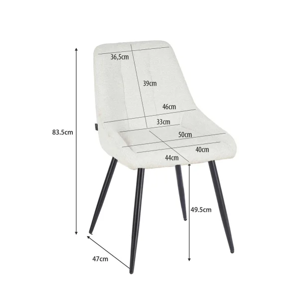 CHAISE DE SALLE À MANGER REMBOURRÉE COLORIS SABLE AVEC 4 PIEDS NOIRS WESKA