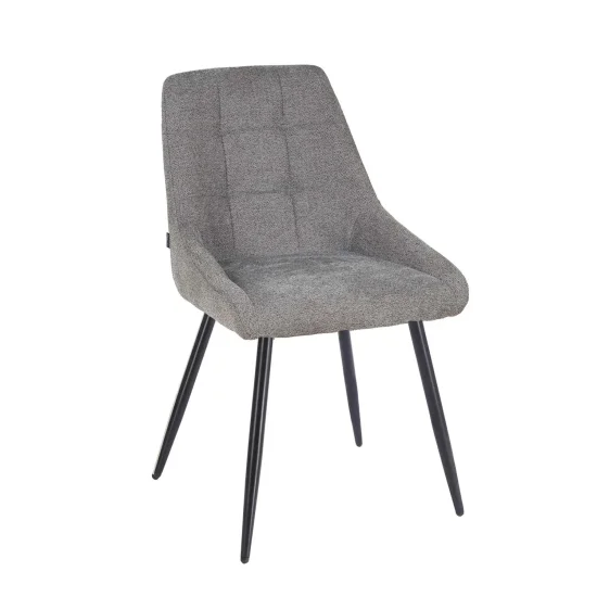 CHAISE DE SALLE À MANGER REMBOURRÉE GRISE À 4 PIEDS NOIRS WESKA