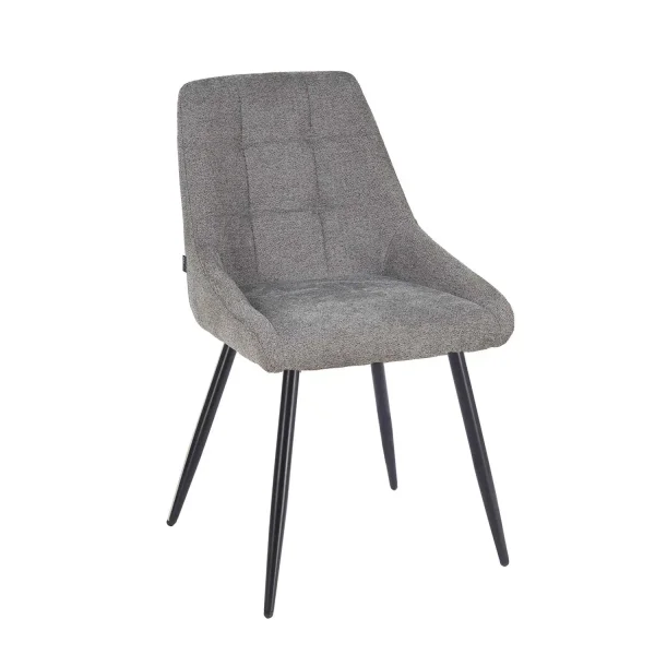 CHAISE DE SALLE À MANGER REMBOURRÉE GRISE À 4 PIEDS NOIRS WESKA