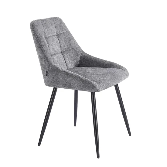 CHAISE DE SALLE À MANGER REMBOURRÉE GRISE À 4 PIEDS NOIRS WESKA 2