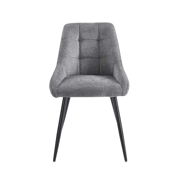 CHAISE DE SALLE À MANGER REMBOURRÉE GRISE À 4 PIEDS NOIRS WESKA
